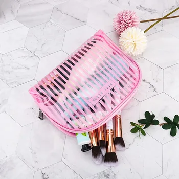 

Women Pink Waterproof Cosmetic Bag Girl PVC Makeup Bag Portable Plush Make Up Brushes Tools Storage Orangizer Bag Makeup Bag S/L