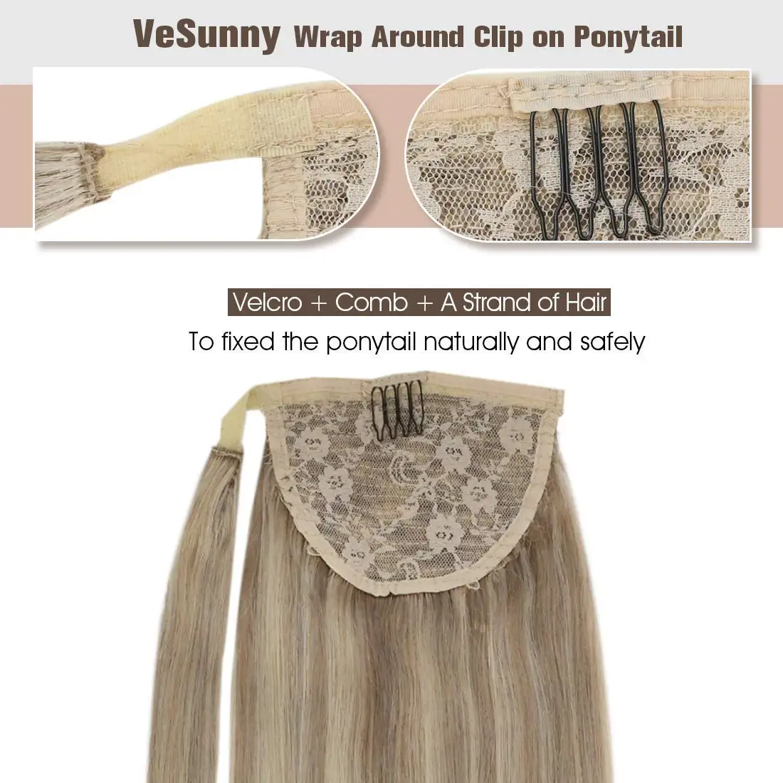Human Hair Extensions VeSunny Ponytail Human Hair 14-22