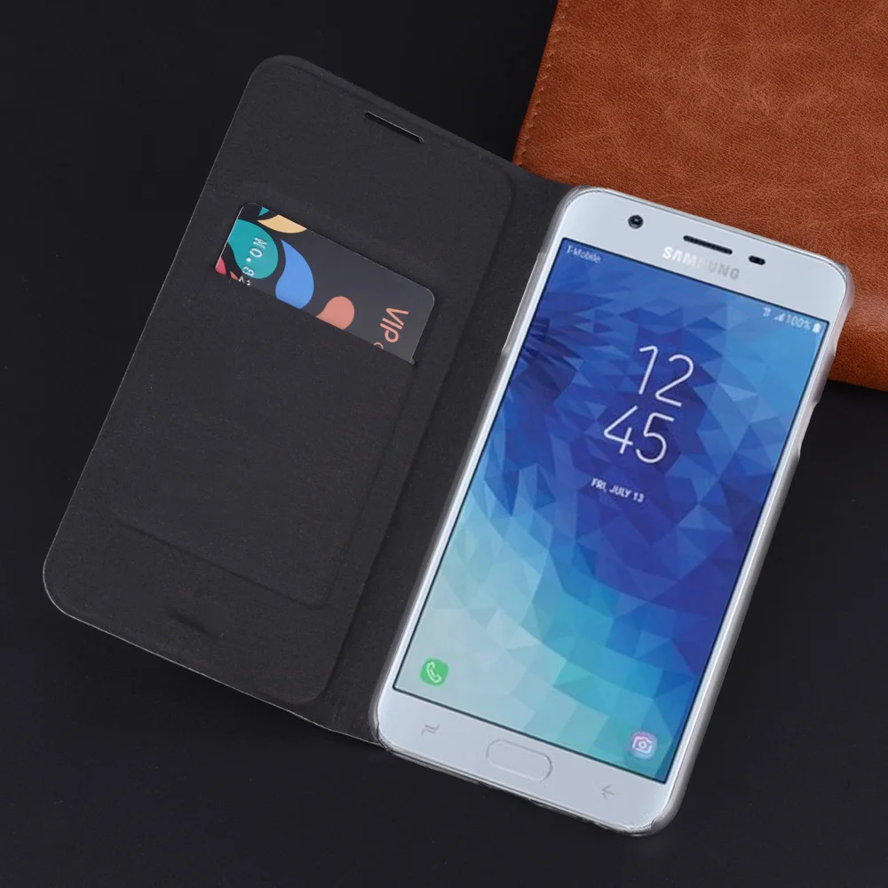 

Slim Leather Wallet Case For Samsung Galaxy J7 2018 Flip Cover With Card Holder Phone Carrying Bag Mask For J7 2018 Fundas Capa