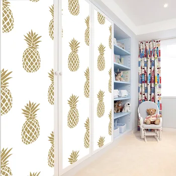 

Golden Pineapple Wardrobe Sticker Waterproof Self Adhesive Dining Table Mural Bathroom Tile Wall Sticker Balcony Room Decoration