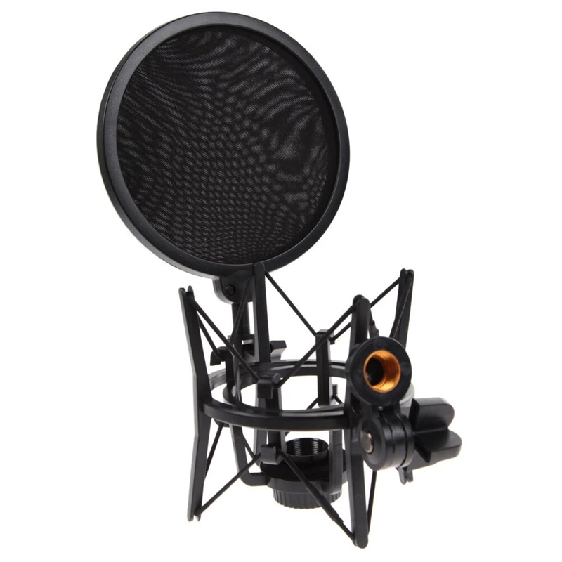AAAE топ-профессиональный микрофон Шок крепление с щитом Артикуляционная головка держатель Стенд кронштейн для студии вещания