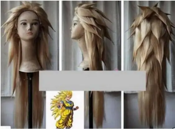 Ювелирный парик Dragon Ball Z Son Goku золотой длинный парик косплей аниме Полный парик