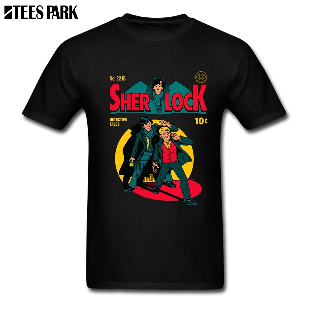 Spring Casual T Shirts Sherlock Comic Shirt Youth 100% Cotton Short Sleeve TV Show Tees Personality Adult Great | Мужская одежда