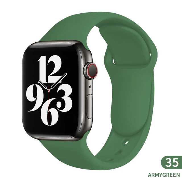 Soft Silicone Sport Band for Apple Watch SE 7 Series 44MM 40MM rubber Watchband Strap on smart iWatch 654321 42MM 38MM bracelet ArmyGreen
