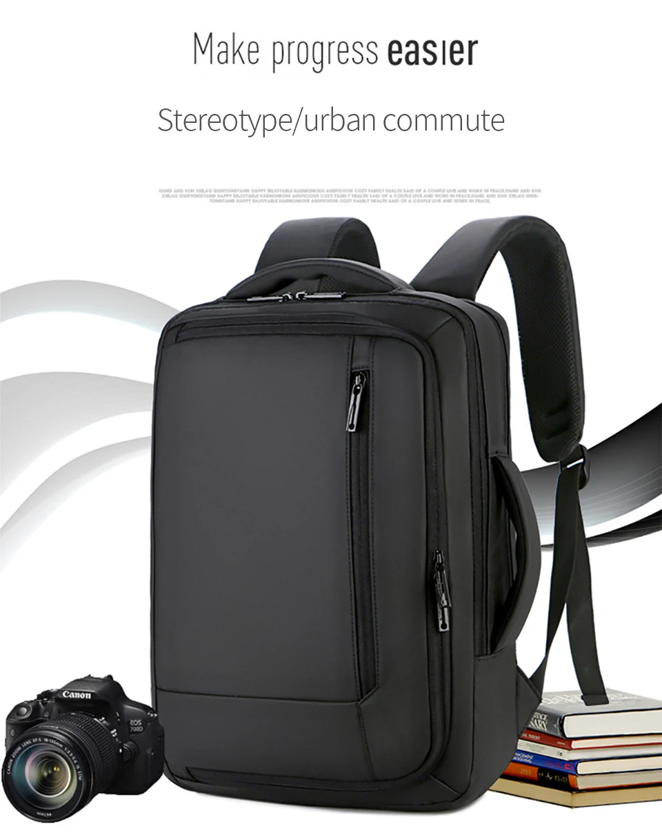15.6 Inch Laptop Backpack Business Men Backpacks Male Notebook Waterproof Backpacking USB Charging Travel Bagpack OL Black Bags (1)
