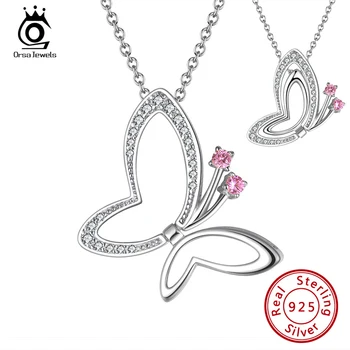 ORSA JEWELS Flying Butterfly 2 Ways Wearing Pendant Necklace Woman Girl Necklace Birthday Gift for Mom Daughter Girlfriend SN293