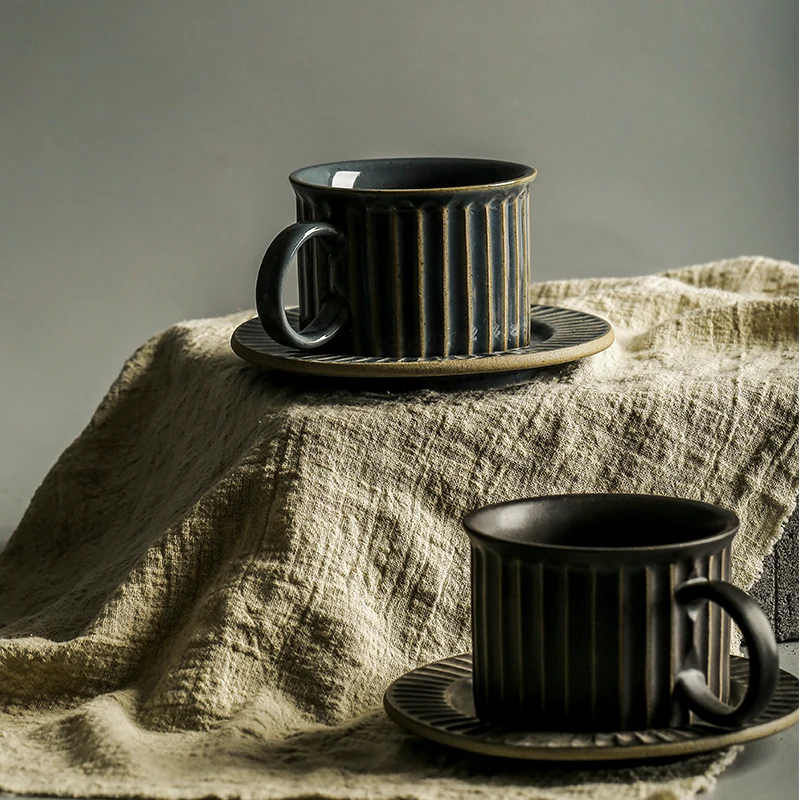 

Japanese Handmade Ceramic Coffee Cup Saucer Set Nordic Simple Espresso Cup Pottery Creative Home Retro Coffee Cup Set China D6D