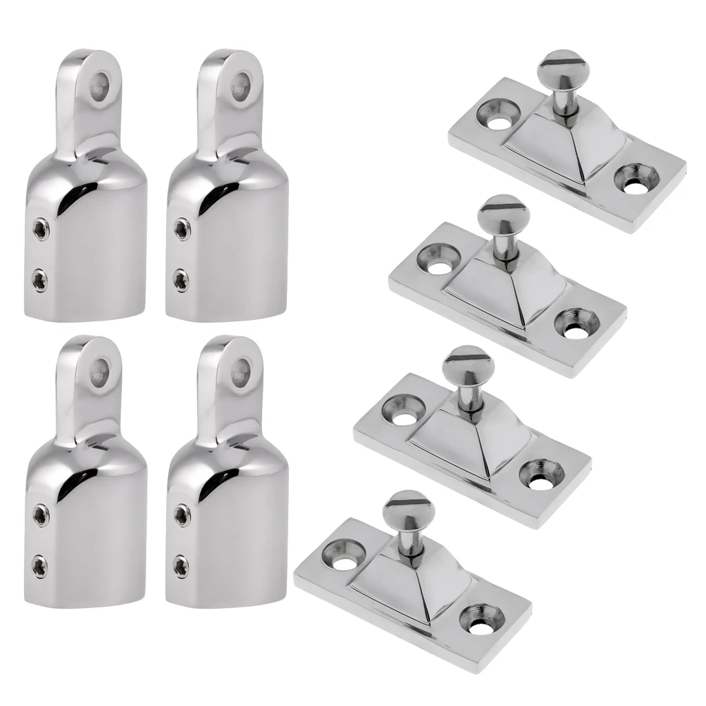 8x Solid Boat Bimini Top Cap External Pipe Eye End 25mm 1 inch Tube Deck Hinge - High Quality Canopy Hardware