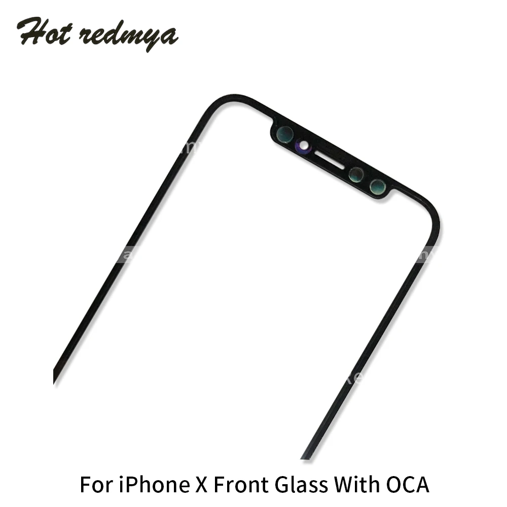 10 шт. для iphone x, передняя панель, ЖК-экран, внешняя стеклянная крышка, сенсорный экран, линзы, запасные части для iphone X 5,8 OCA glass