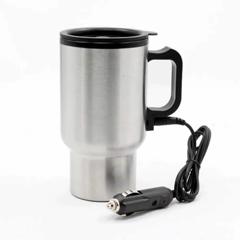 12V 450ml чашка с подогревом из нержавеющей стали для автомобиля электронная термодорожная Герметичная Кружка серебро