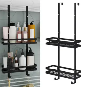 OROMYO Shower Caddy Hanging Shelf with Hooks Suction Cups Stainless Steel  Hanging Door Shower Rack Rustproof Hanging Shower Caddy Rack No Drilling Heavy  Duty Door Hook Shelf for Bathroom Shampoo Soap 