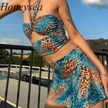 Unif azul leopardo estampado topo cabresto corest camisola tanque recortado sem costas sexy 2000s estético sem alças camis feminino topos de tubo