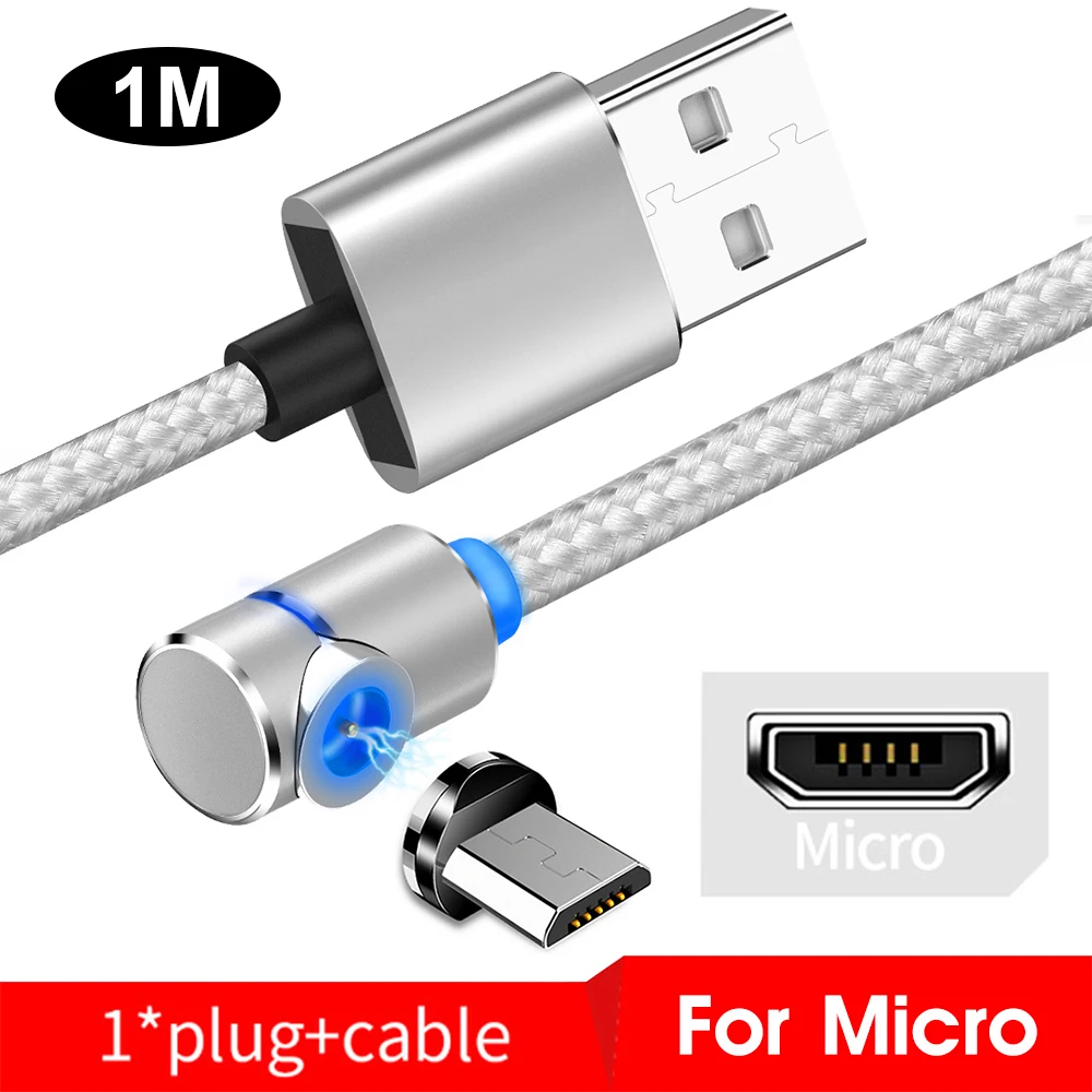 Магнитный кабель Micro USB для samsung Redmi Note 8 Pro, провод для быстрой зарядки и передачи данных, магнитный кабель для зарядного устройства usb type-C, кабель для мобильного телефона - Цвет: For Micro USB Silver