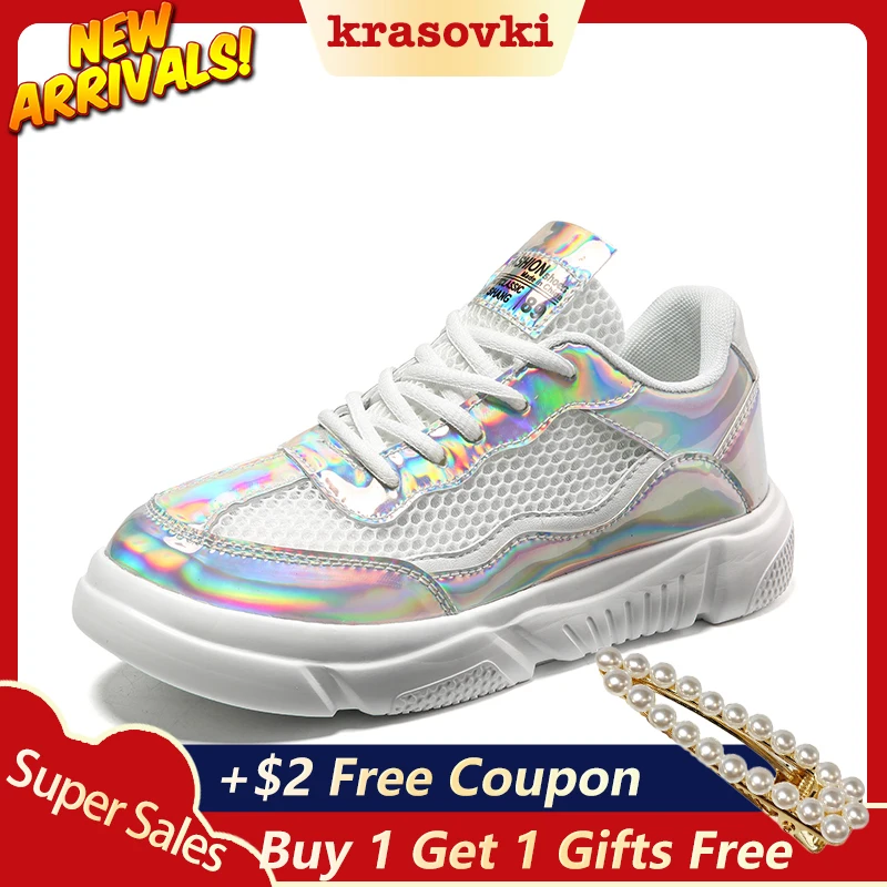 

Krasovki Single Shoes Women Fashion Muffin Bottom Breathable Causal Flat Bottom Round Toe Mesh Lace Up Women Vulcanize Shoes
