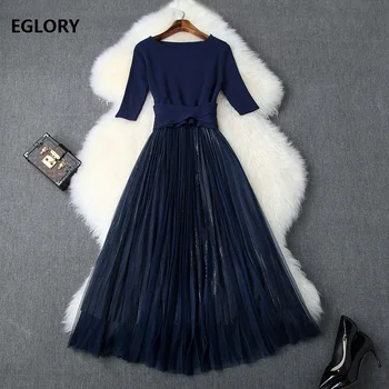 

Long Sleeve Dress New 2019 Autumn Fashion Clothes Women V-Neck Chic Print Elegant Long Party Blue Maxi Dress Vestidos De Festa