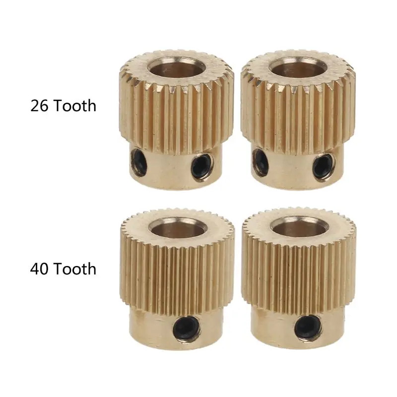 2Pcs Mk7 MK8 Extrusion Gear 26/40 Tooth Teeth Brass Drive Gear Feeding Gear Extrusion Wheel for anet Ender CR-10 3D Printer QXNF