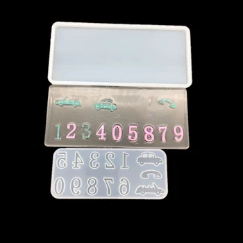 

2 Pieces Silicone Mold DIY Crafts Car Plate Phone Number Mirror Jewelry Making Resin Decorative Craft DIY Handmade Molds Tools