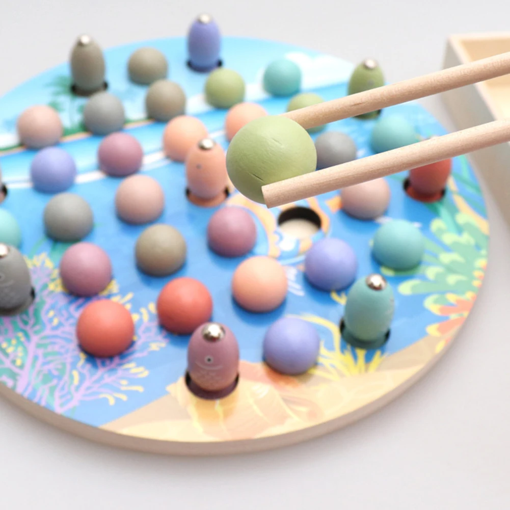 Магнитные рыбки Пазлы деревянные бусины вырезка рыбалка игра Интерактивная детская игрушка