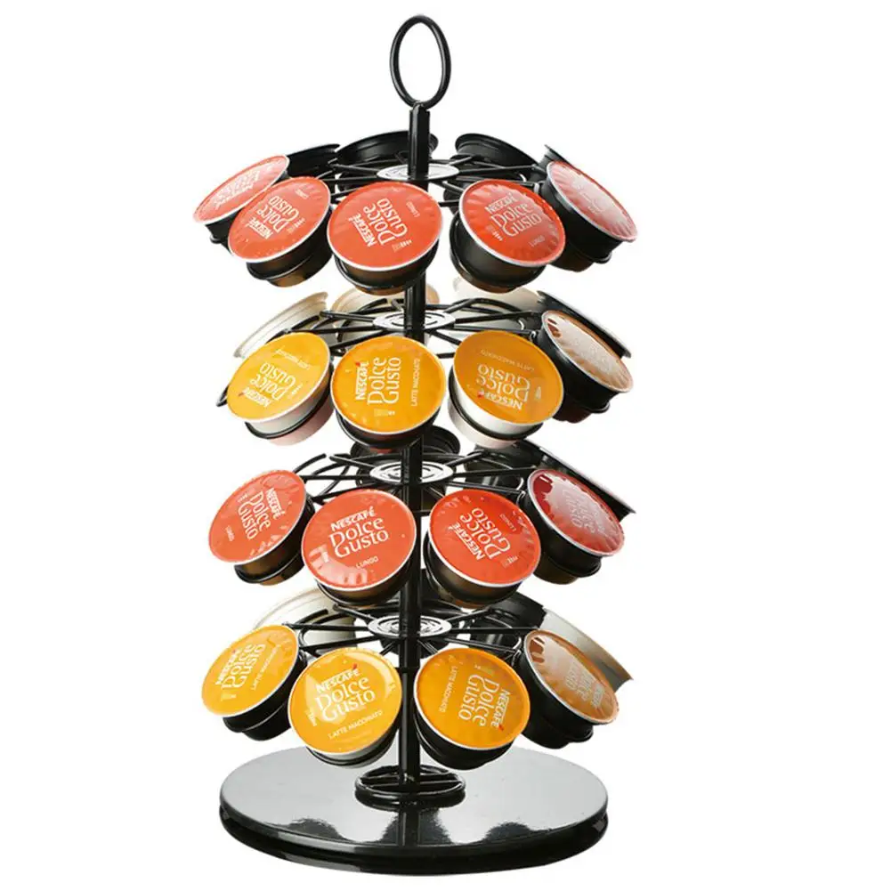 18/24/36 High Quality Metal  Revolving Rotating Coffee Pod Capsule Holder Tower Stand Rack Coffee Capsule Storage Rack stand cap