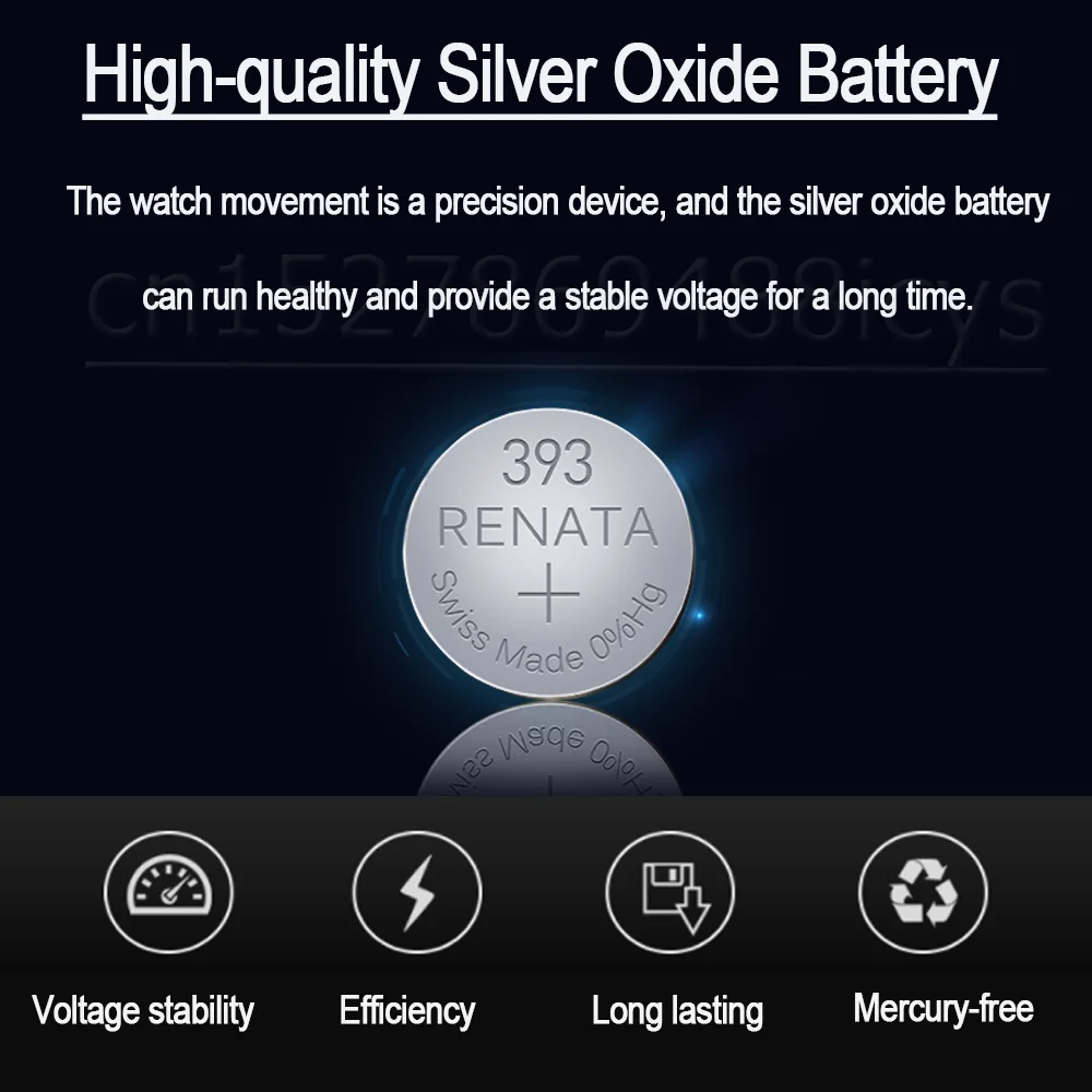 Original RENATA 393 SR754SW 193 AG5 LR754 LR48 1.55V Silver Oxide Watch Battery Long Lasting Swiss Made Toys Button Coin Cell battery pack for camping