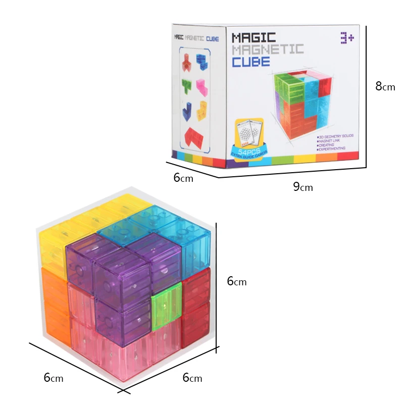 1 шт., магнитные кубики с квадратными магнитами, магнитные плитки для детей, развивающие игрушки, игрушки для снятия стресса, интеллектуальные игрушки, магнитные строительные блоки