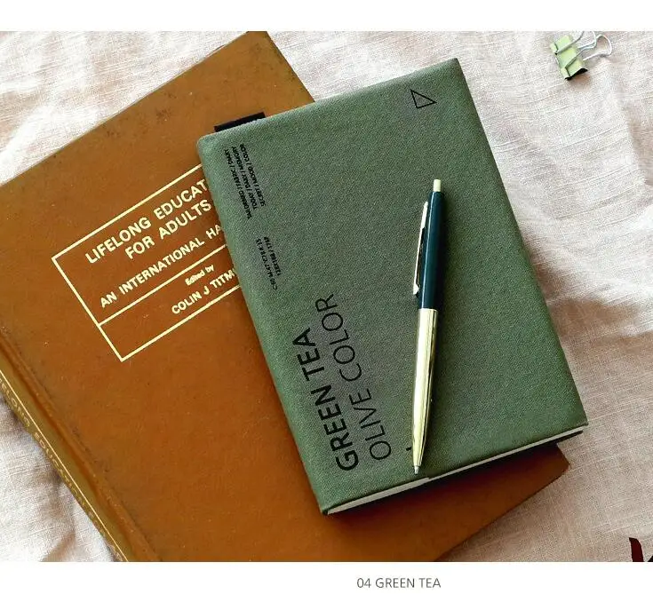 Дневник с хвостовой птицей, чистый хлопок, Тканевая обложка, еженедельник, недатированный, сделай сам, 160P - Цвет: GREEN TEA