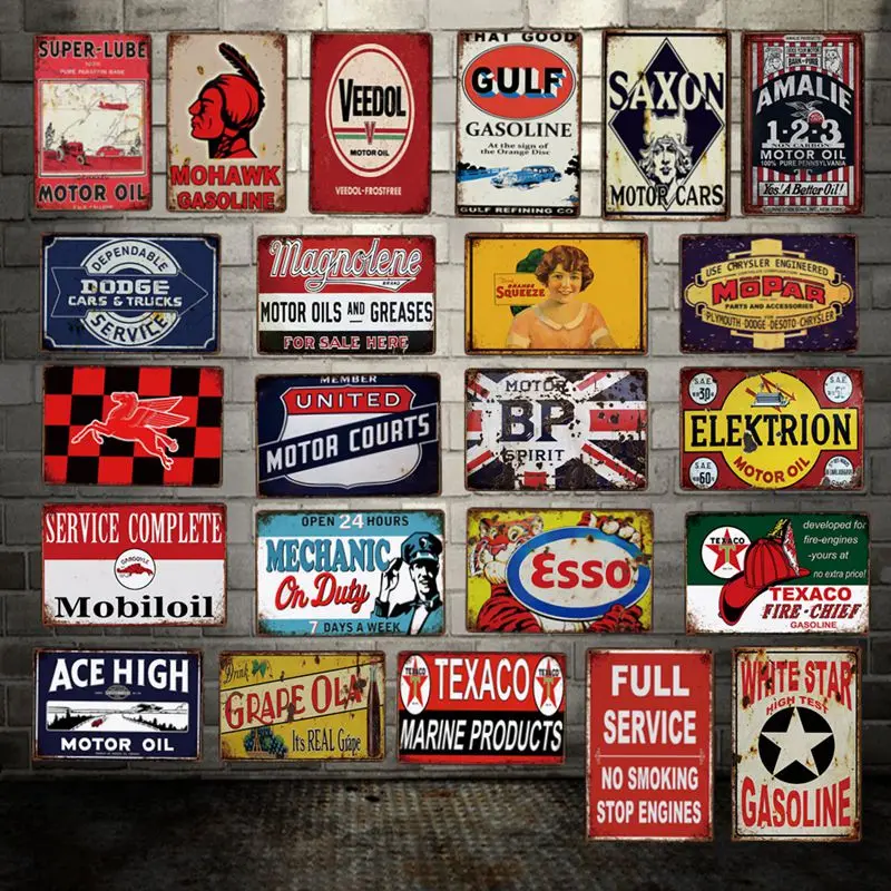 [Decorman] Meccanico In Servizio Del Golfo Esso Olio Motore Placca A Muro Su Misura In Metallo Dipinti Bar Pub Poster Sticker Decor Lt-1862