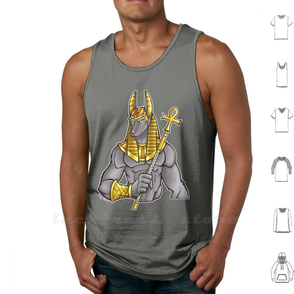 Anubis Egyptian God Canotte Gilet Senza Maniche Anthro Anubis Deity Egypt Furry God Gods Jackal Magic