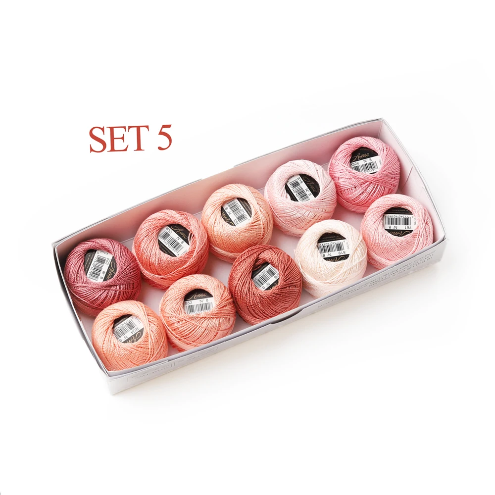 Size 8 Pearl Cotton Crochet Thread Double Mercerized Long Staple Egyptian Cotton DM*C 120 Colors Available 10 Balls Box 43 Yards