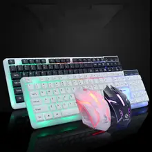 Kuulee T11 Радужная Подсветка Usb клавиатура+ мышь набор эргономичная игровая клавиатура и мышь набор для ПК ноутбука геймера