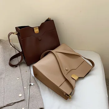 

2020 New Style Bag Simple Single-Shoulder Bag for Women Large Capacity Pu Portable Messenger Bag Solid Color Women's Bag