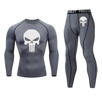 

New Men's Brand Underwear Long Johns Winter Thermal Underwear Solid Skull Solid Color Long Sleeve Skull Fitness Leggings Kit 4XL