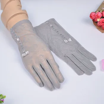 

FEIQIAOSH Fashion ice sleeve women gloves Nylon jacquard elegant ultra-thin sun protection driving riding glove gants de femmes