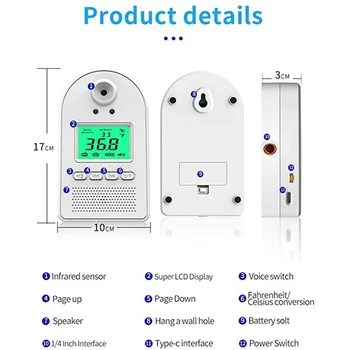 

Non-contact Infrared Temperature Wall Mount Smart Sensor Automatic Temperature Detector with Digital display Alarm QJS S
