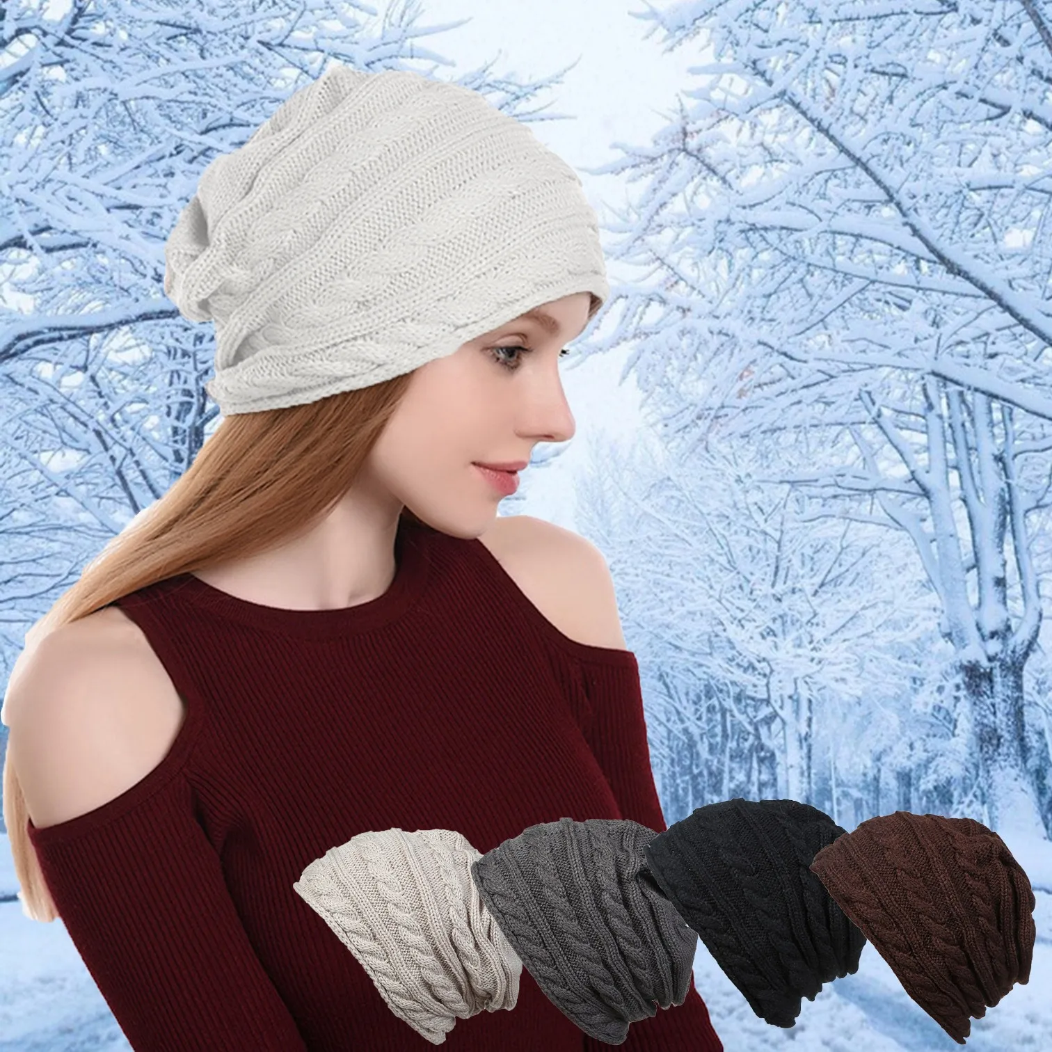 Women Warm Casual Hats New Fashion Solid Color Couples Knit Hats Caps