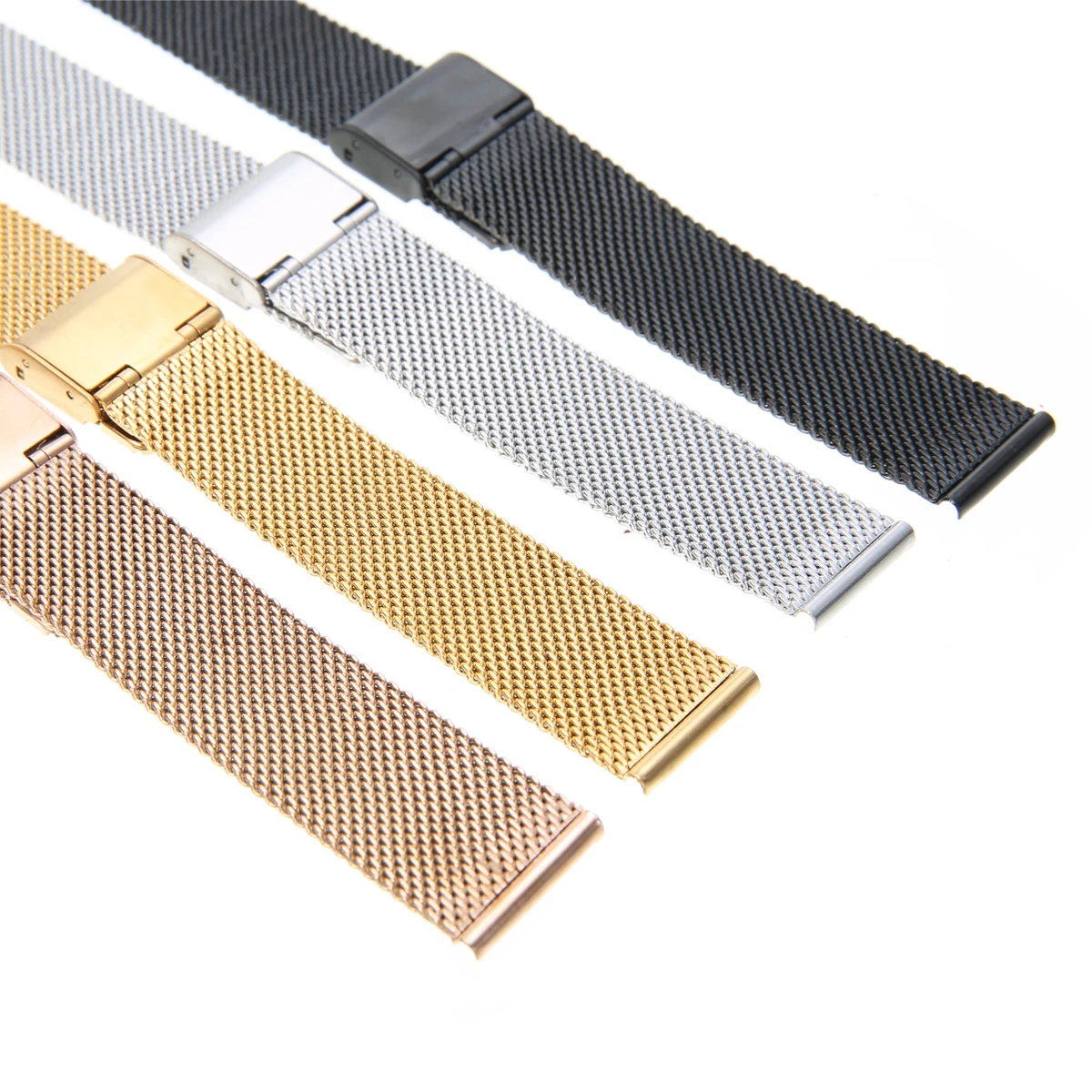 12mm/14mm/16mm/18mm/20mm/22mm/24mm Stainless Steel Watch Strap Straight End Bracelet Mesh Buckle Watch Band 4 Colors Shellhard