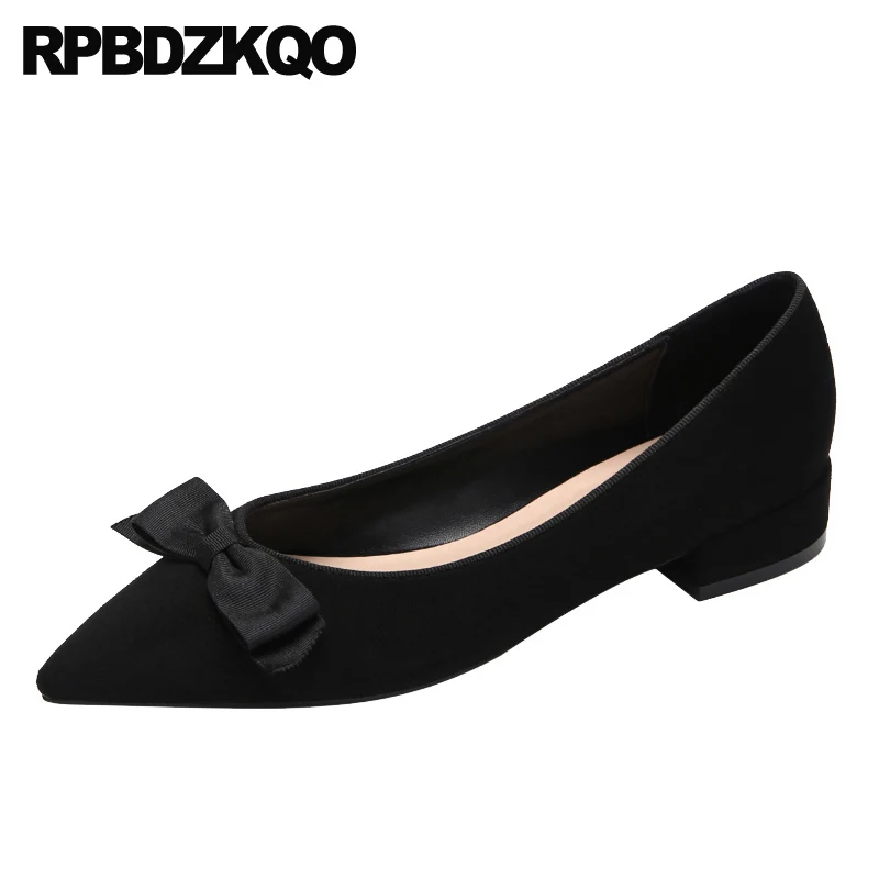 China Footwear Ladies Casual Slip On Designer Shoes Women Luxury 2021 Pointed Toe Chinese Flats Suede Black Nude Fashion Bow | Обувь