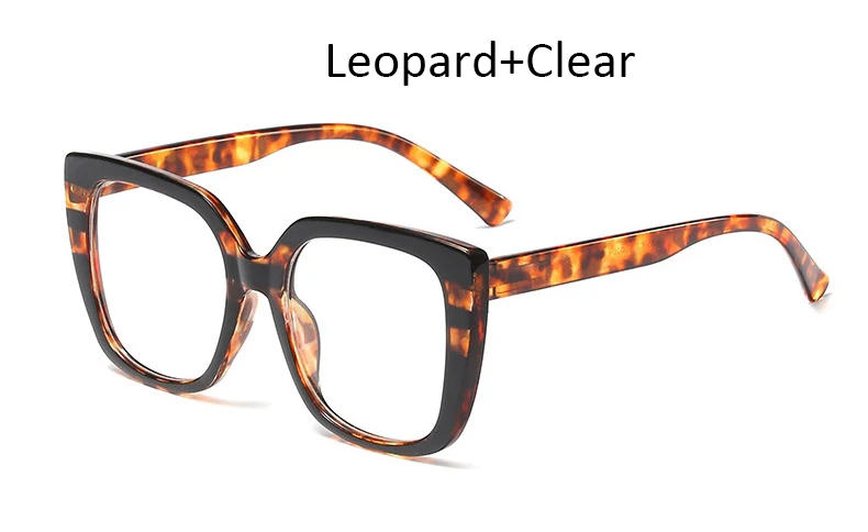 Женская оправа для очков, новинка, черная квадратная рамка для очков, женские большие очки, оправа большого размера, Модная стильная ацетатная оправа - Frame Color: Leopard Clear