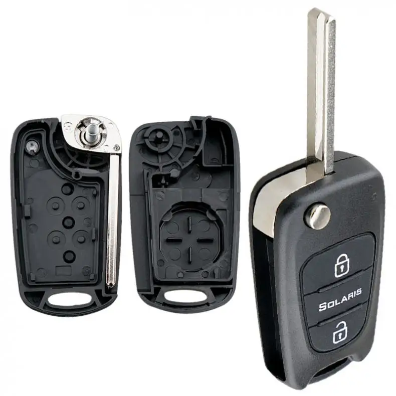 

3 Buttons Flip Folding Remote Car Key Case Replacement Blank Fob Key Shell Fit for Hyundai Solaris 2018 New