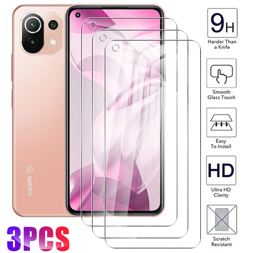 

3 Pcs Mi11 Lite NE Protective Glass For Xiaomi 11 Lite 5G NE Screen Protector Glas On 11lite litene 5G 11ne Tempered Glass Film