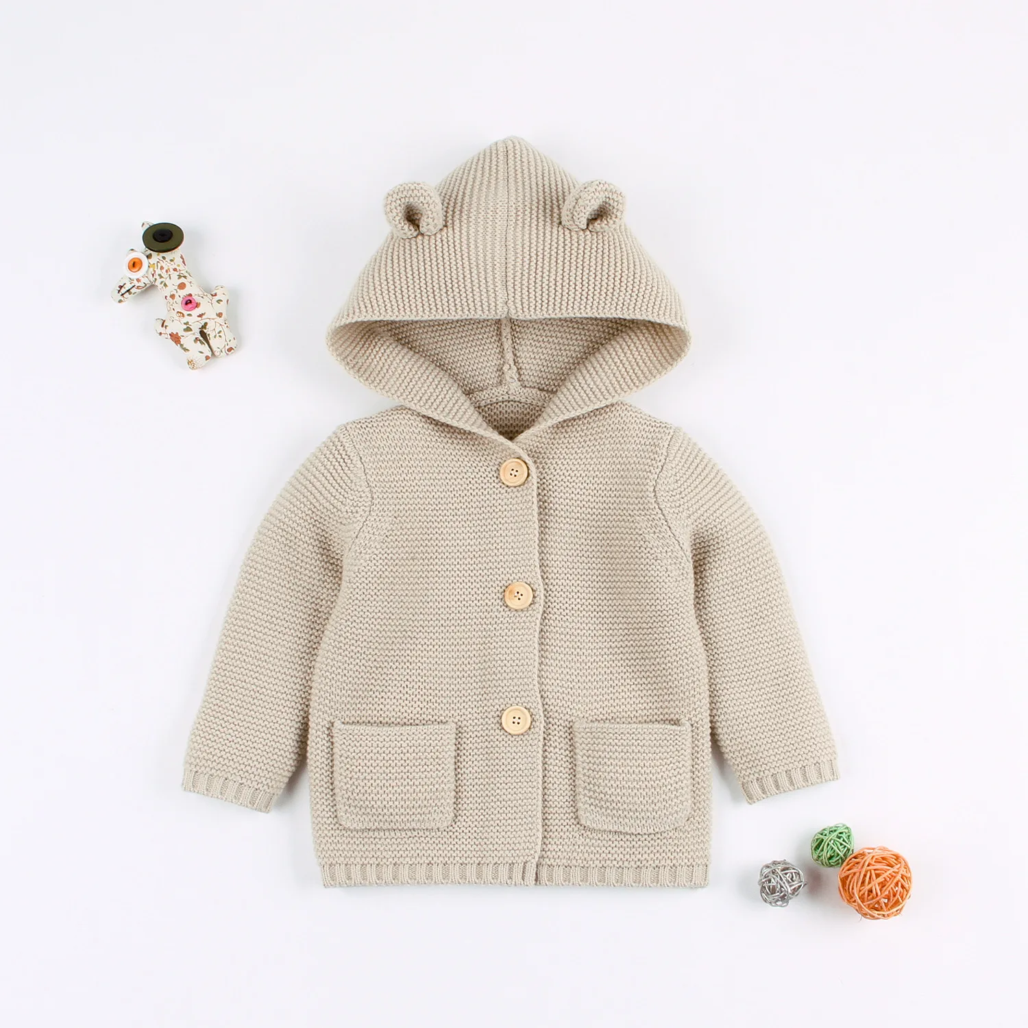 

New Autumn Winter Sweaters Baby Boys Girls Cartoon Cardigan Ears Clothing Newborn Knitted Jackets Hooded Long Sleeve Baby Coat