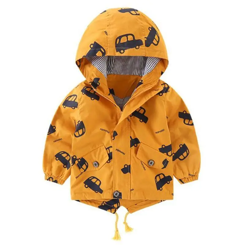 Spring Autumn Boys Jackets Hooded Zipper Windbreaker Baby Fashion Print Coats Kids Hoodies Outerwear Children Clothes