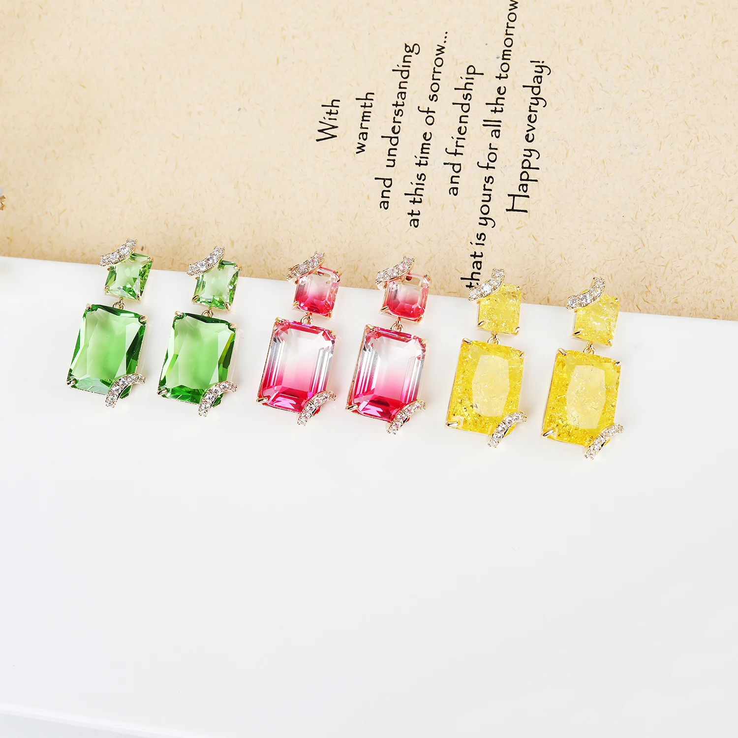 Square Cubic Zircon Earrings for Wedding Bride CZ Drop Earring for Women,Popular Jewelry Accessories for Girl CE11653