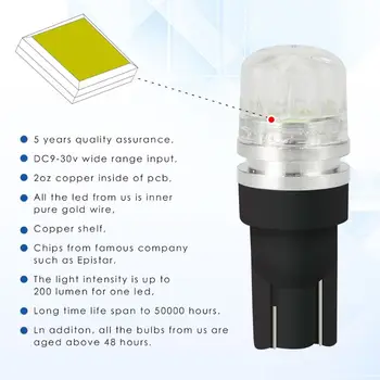 

10pcs DC12V T10 Car Width Lamps Ice Blue Lighting Side Interior Lights Decoding Light E7CA