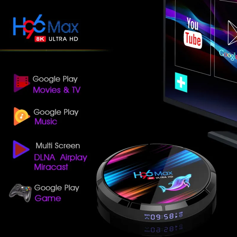 Смарт ТВ приставка H96 MAX X3 Android 9 0 64 ГБ/32 ГБ Amlogic S905X3 2 4 ГГц/Wi Fi BT4.0 1000 м 8K медиаплеер