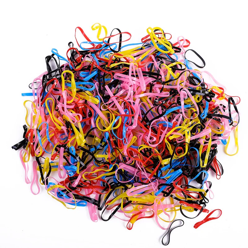 500Pcs/Pack Colorful Small Disposable Hair Bands Scrunchie Girls Elastic Rubber Band Ponytail