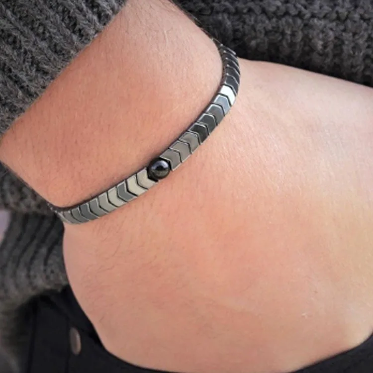 Punk Hematite Men's Bracelet Set Handmade Beaded Jewelry