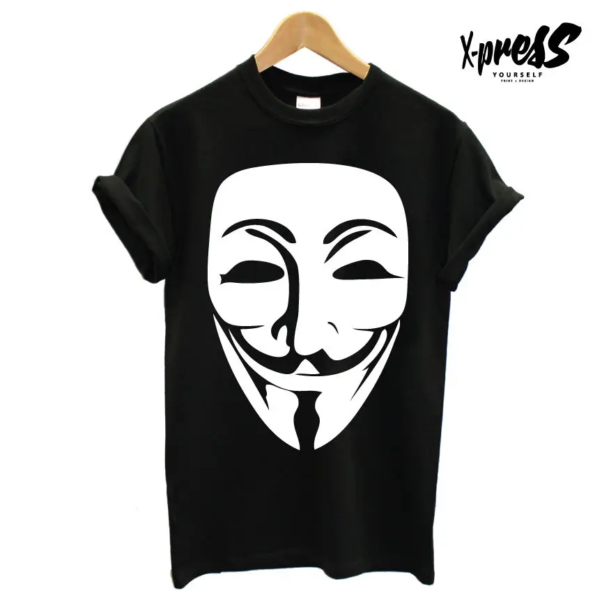 

VENDETTA FACE PRINT T SHIRT MENS PRINTED TSHIRT RELIGION REBEL hyppe SWAG TOP MANMale Hip Hop funny Tee Shirts cheap wholesale