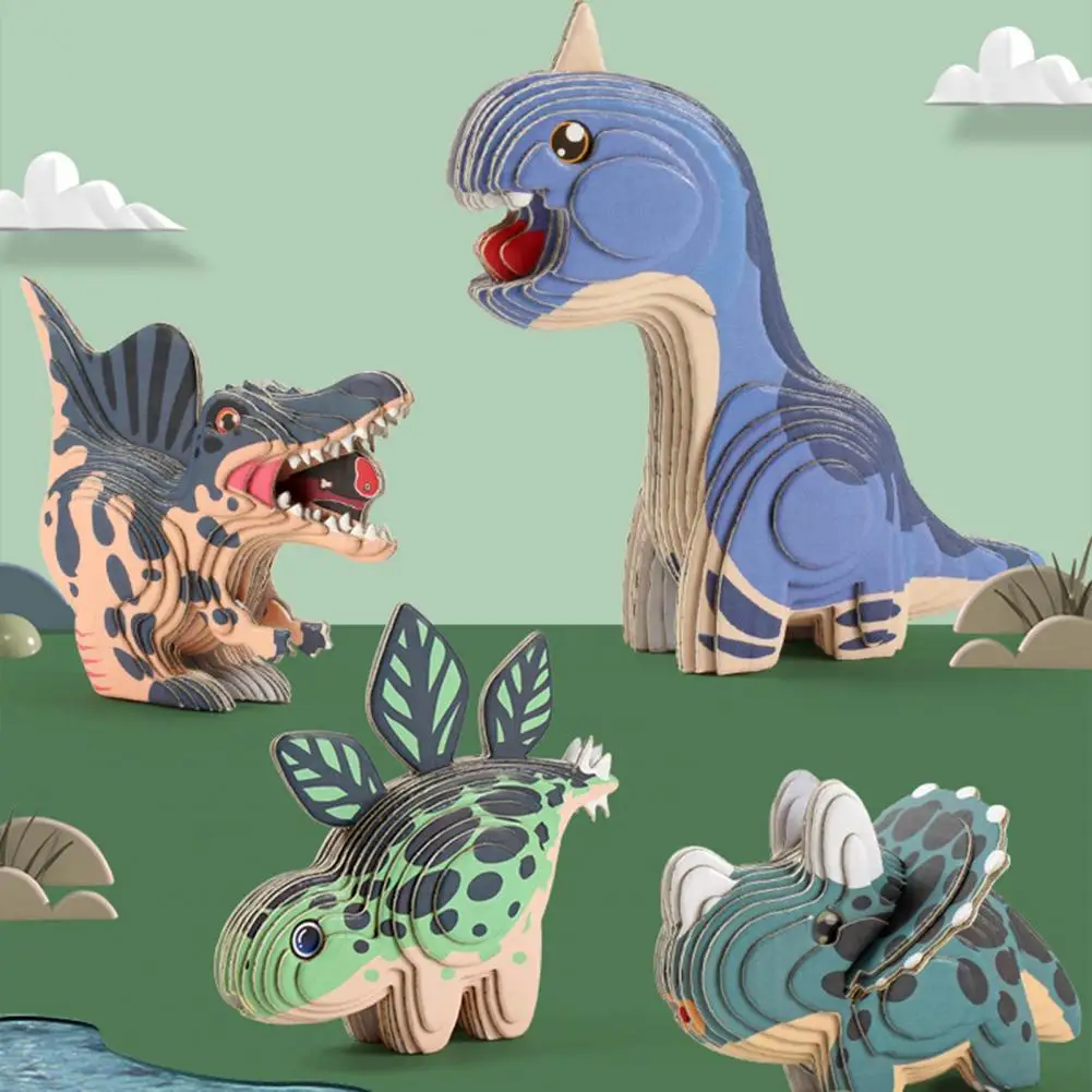 Baby Toy Montessori 3D Puzzle DIY Jigsaw Board Wooden Puzzle Dinosaur Animal Handmade Educational Assembly Toy Gift for Children 5