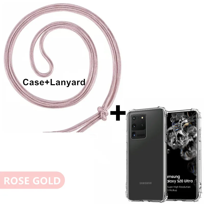 Transparent Soft Silicone Phone Case with Neck Strap Lanyard
